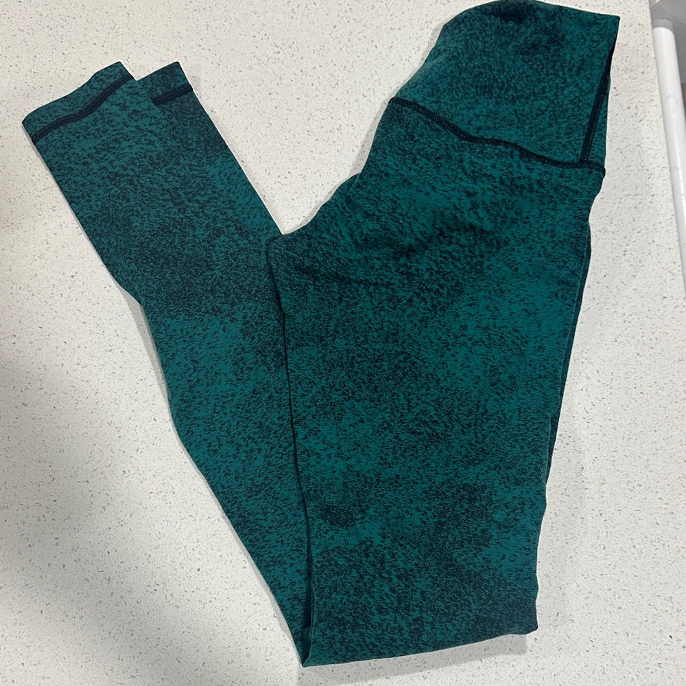 Lululemon Teal/Black Patterned Full Length High Waist Leggings